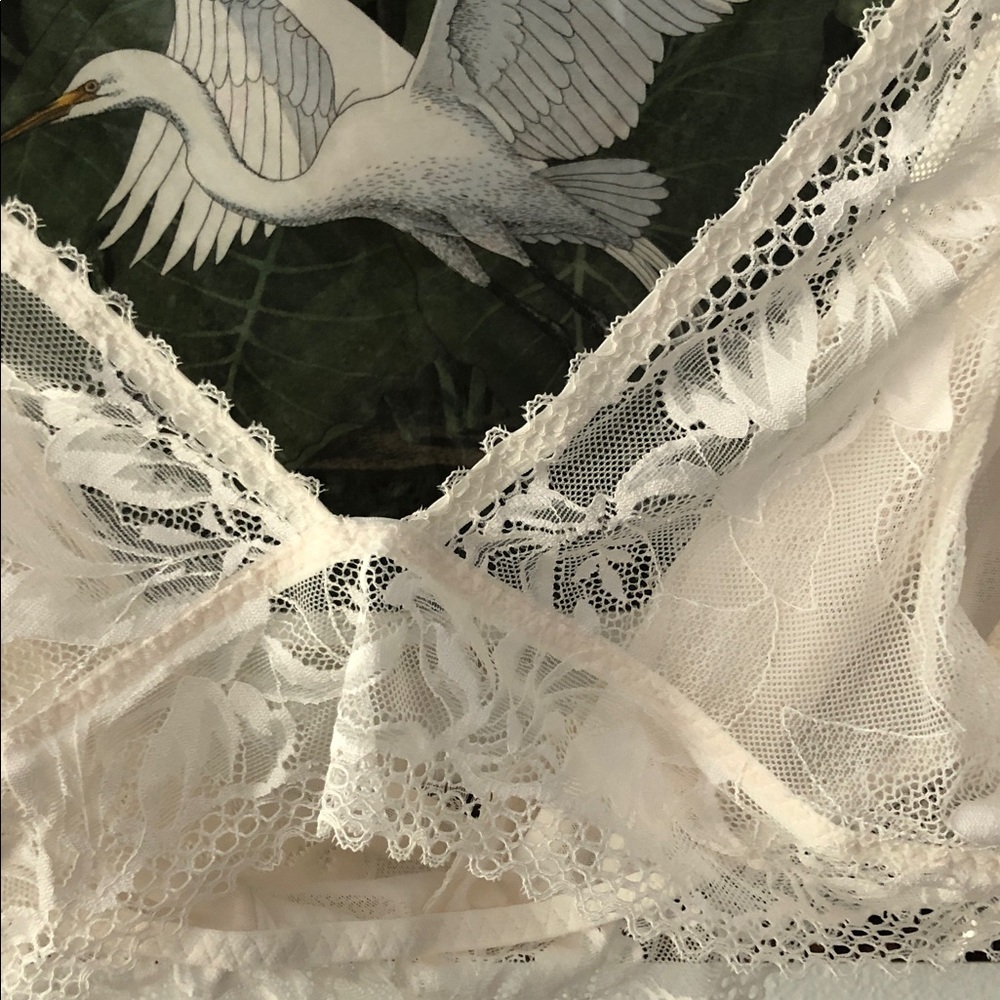 Soma XXL Embraceable Lace Plunge Bralette Ivory NWT Soft Stretch Floral Lace